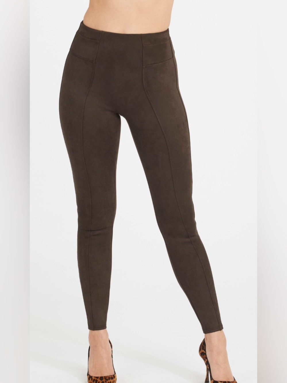 SPANX Brown Suede-Look Leggings